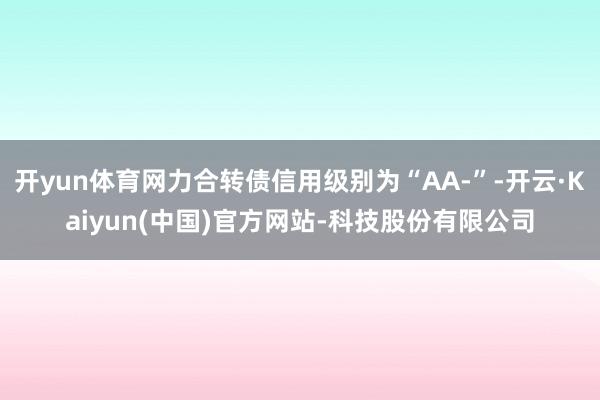 开yun体育网力合转债信用级别为“AA-”-开云·Kaiyun(中国)官方网站-科技股份有限公司